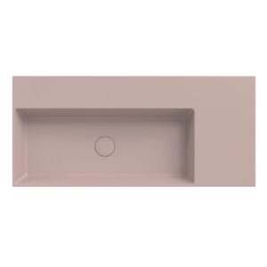 Xenz Dolce Plan wastafel 100 cm zonder kraangaten wegzetvlak rechts rose mat