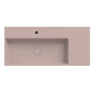 Xenz Dolce Plan wastafel 100 cm wegzetvlak rechts 1 kraangat rose mat