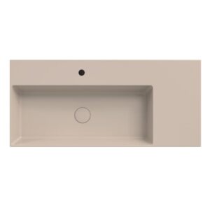 Xenz Dolce Plan wastafel 100 cm wegzetvlak rechts 1 kraangat zand mat
