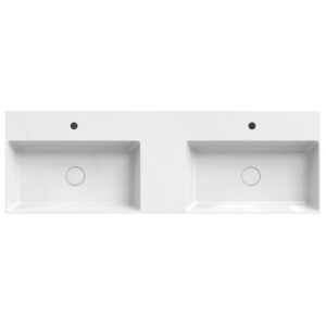 Xenz Dolce wastafel 140 2 kommen en 2 kraangaten wit glans