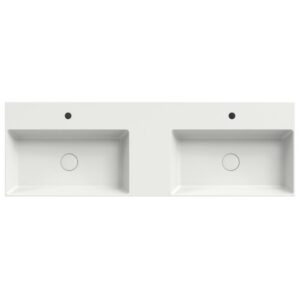 Xenz Dolce wastafel 140 2 kommen en 2 kraangaten wit mat