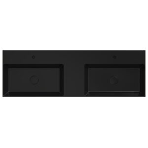 Xenz Dolce wastafel 140 2 kommen en 2 kraangaten zwart mat