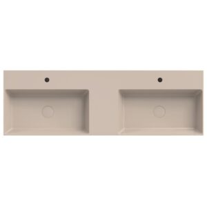 Xenz Dolce wastafel 140 2 kommen en 2 kraangaten zand mat